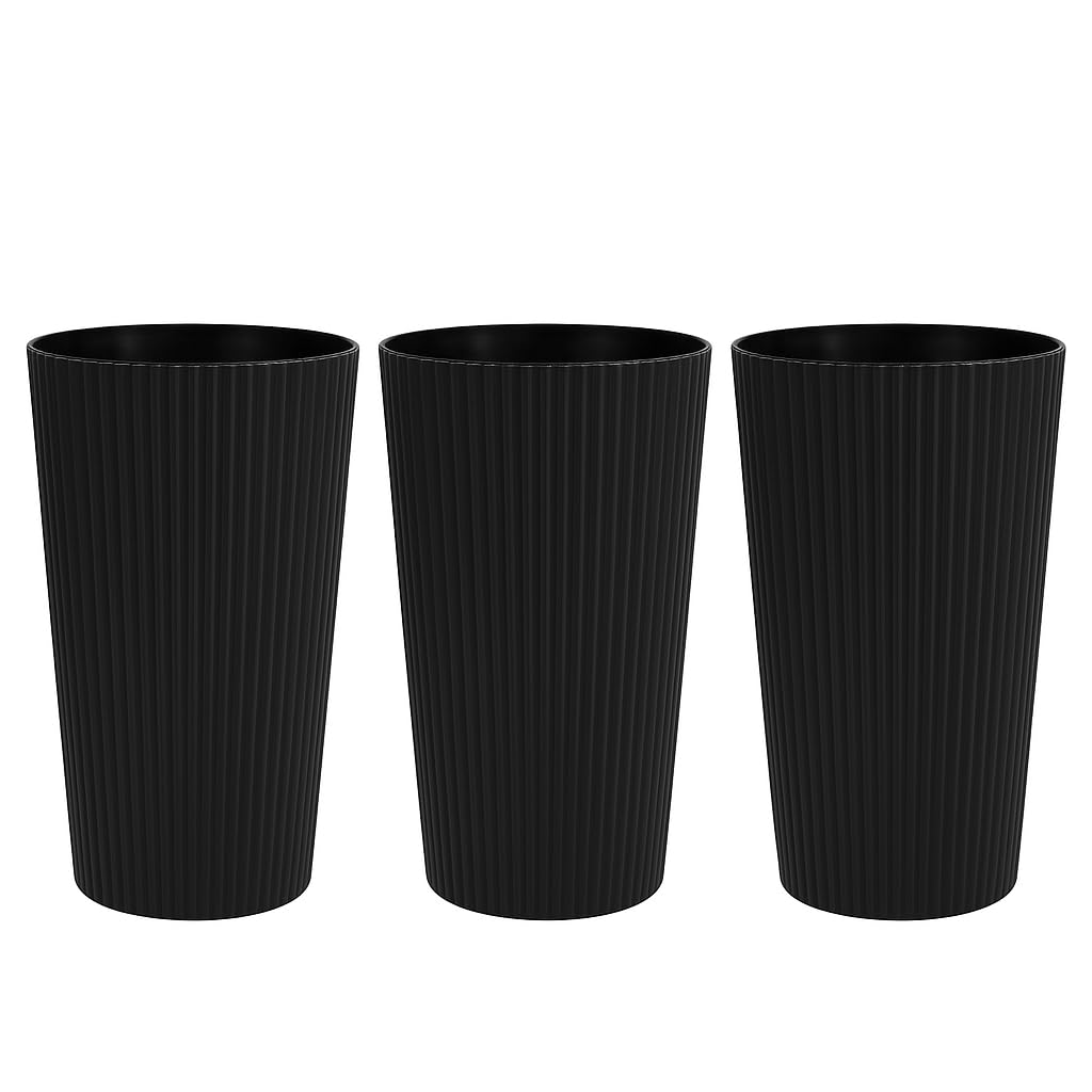 26-Ounce Recycled Plastic Beverage Tumbler 3 Pack Reusable Drinking Cups Durable Lightweight Everyday Black Drinkware
