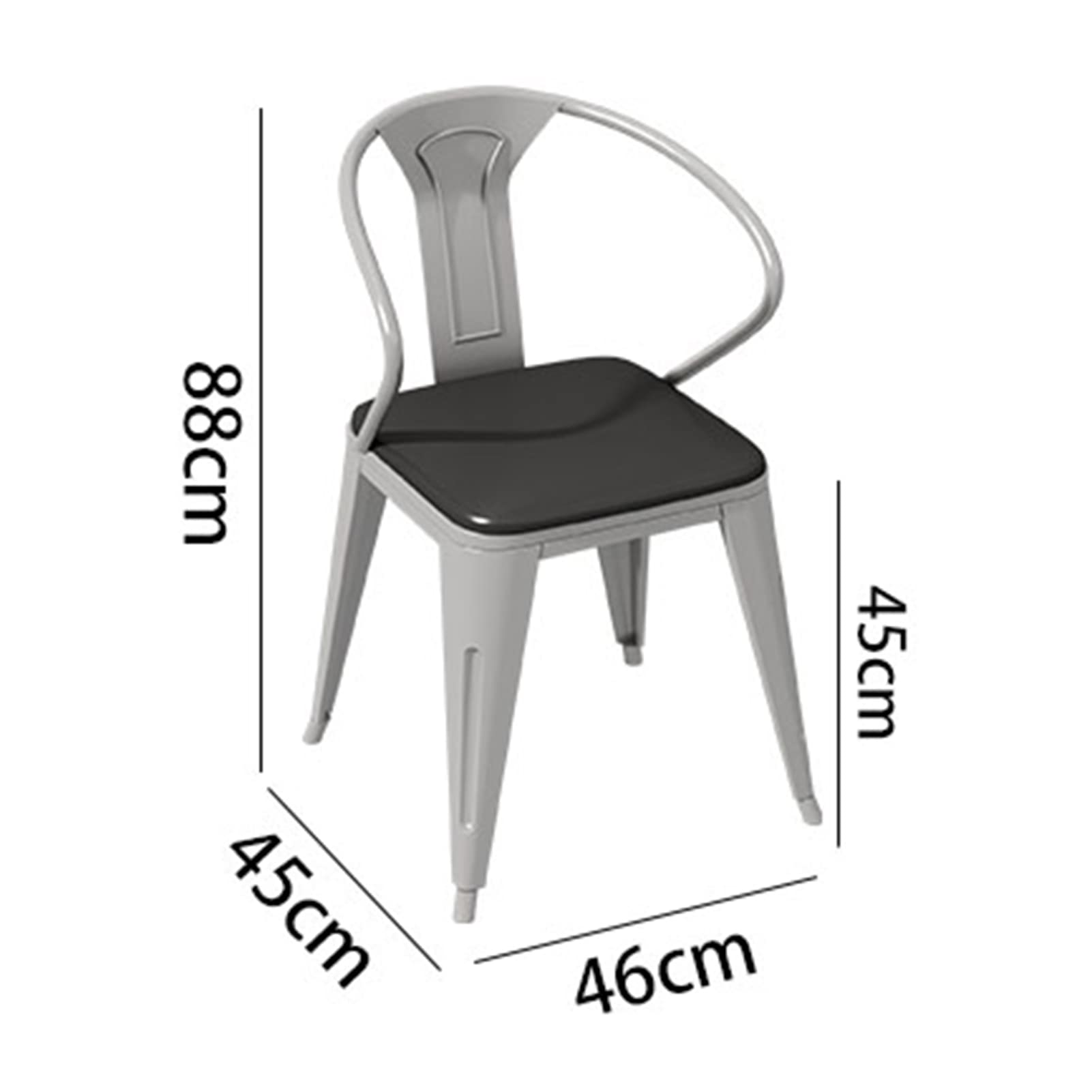 Retro Stools Home Restaurant Cafe Music Bar Esszimmerstuhl, mit Stuhlgestell aus Eisen und rutschfestem Fußpolster, Silbergrau