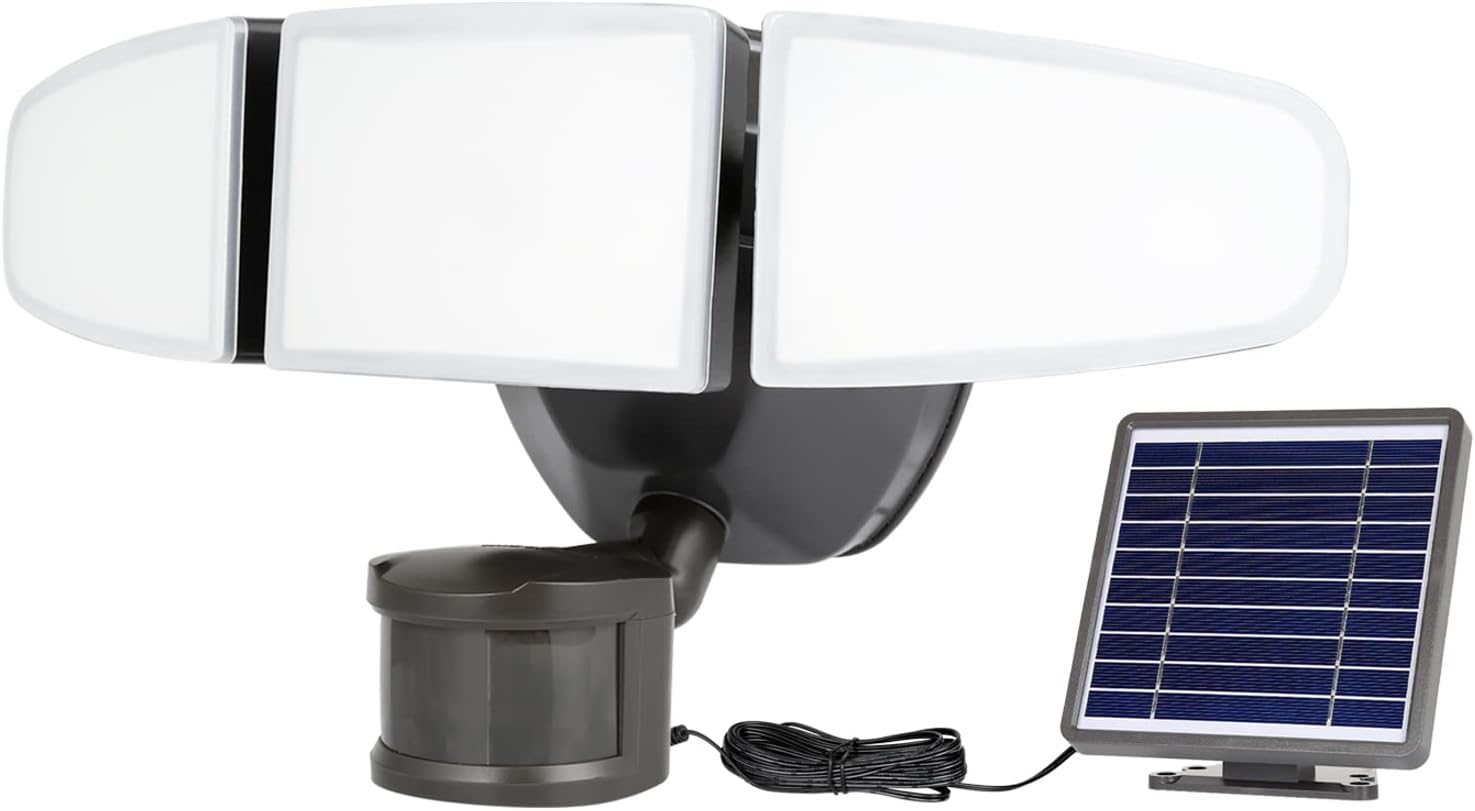 hykolity Solar Security Light Outdoor, 15W 1500LM Solar LED Motion Sensor Light with 3 Adjustable Head, 5000K, IP65 Waterproof Flood Light with Photocell for Backyard, Pathway, Patio