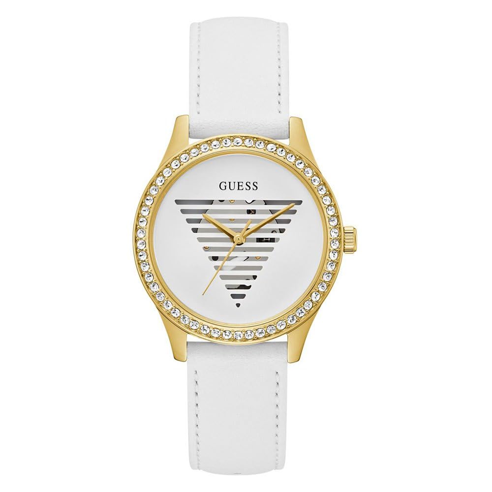 Ladies 38mm Watch - White Strap White Dial Gold Tone Case