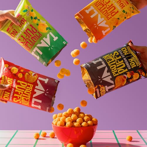 Image of Taali Jowar & Protein Puffs | 60 gm (Pack of 36) | Try All Flavors Pack | Healthy Roasted Tasty Snacks, Ready to eat | 100% Veg., Gluten free products,No Cholesterol, No Trans-Fat