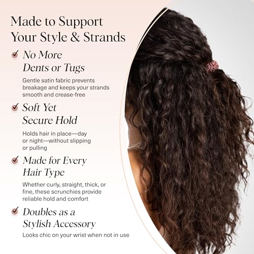 image for Kitsch Satin Scrunchies for Women - No Crease Hair Ties for Girls | Sc