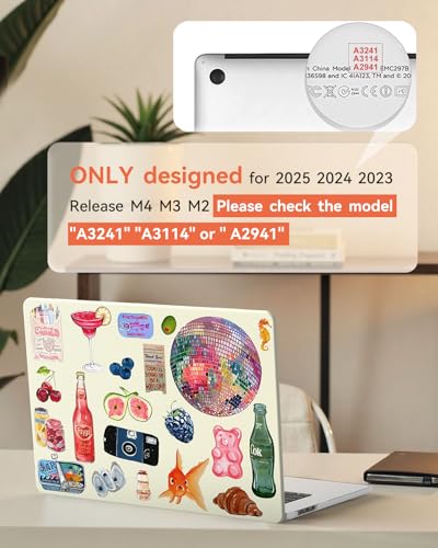Image of iCasso for MacBook Air 15 inch Case 2026 2025-2023 Release M5 A3448 M4 A3241 M3 A3114 M2 A2941, Vintage Slim Protective Hard Shell Case+Keyboard Cover for Mac Air 15,Watercolor Stickers