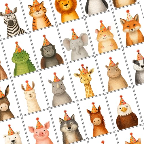 30 Cute Watercolour Birthday Cards with Envelopes made from Recycled Paper 30 Different Designs