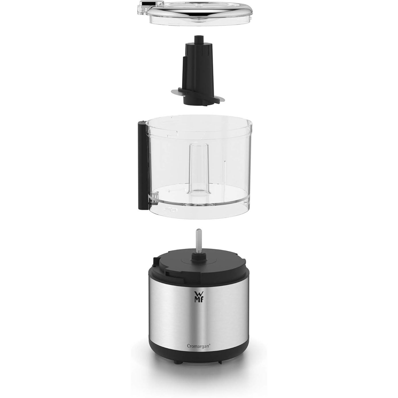 WMF KITCHENminis Hachoir électrique, Mixeur, 0.3 L, 65 W, Inox Cromargan, 2 lames inox, Bol Tritan sans BPA 0416580011