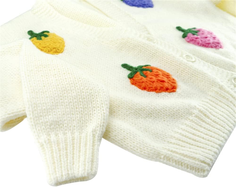 HOULENGS Women's Strawberry Print Button Down Long Sleeve V Neck Crop Cardigan Sweater - Image 3