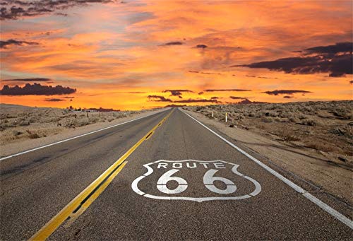2,4 x 1,8 m Route 66 Hintergrund für Fotografie Sonnenaufgang Sonnenuntergang Highway Mojave Wüste Hintergrund Kinder Baby Erwachsene