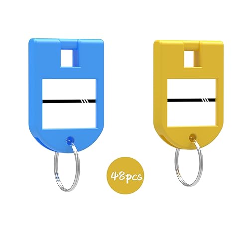WeHere Key Tags(48 Pack),Key Labels with Window,Key Rings for Keychains,Small