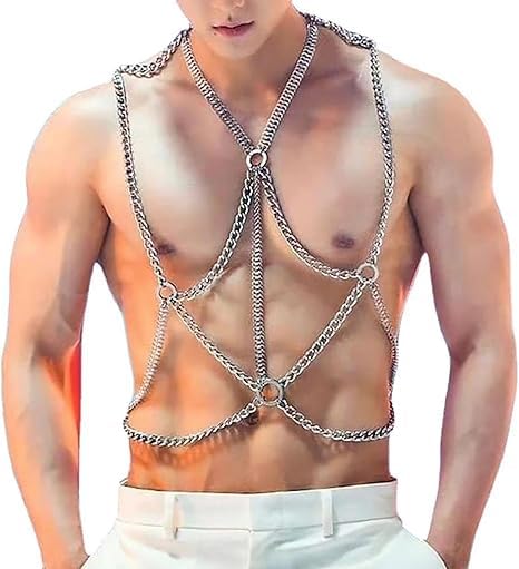 Ceinture de Poitrine pour Homme Harnais de Poitrine Réglable en Cuir Rave Costume Sexy Punk Ceinture de Poitrine pour Clubwear