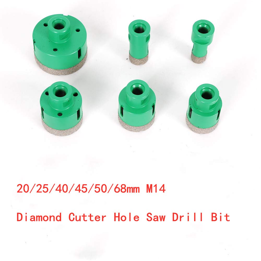 Diamentowe Hole Saw koronki wiertnicze zestaw 6-częściowy M14 Wiertło do płytek gresu 20-68 mm 2 ostrze do piły