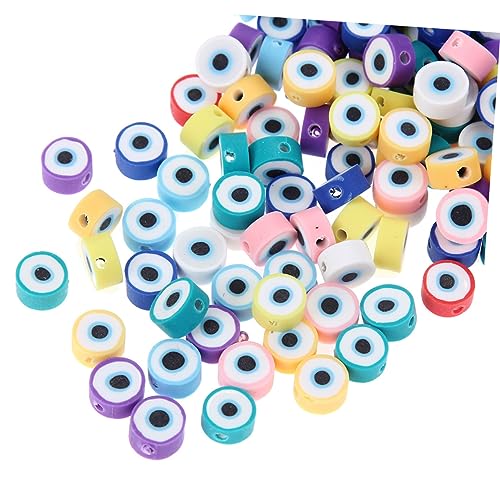 Operitacx 1 Juego Perlas De Ojos De Colores Redondo Para Cadena De Collar Rosario Collar De Encanto De Bricolaje Talón Joyas Pulsera Ojo Perlas Arcilla Polimérica Colorful