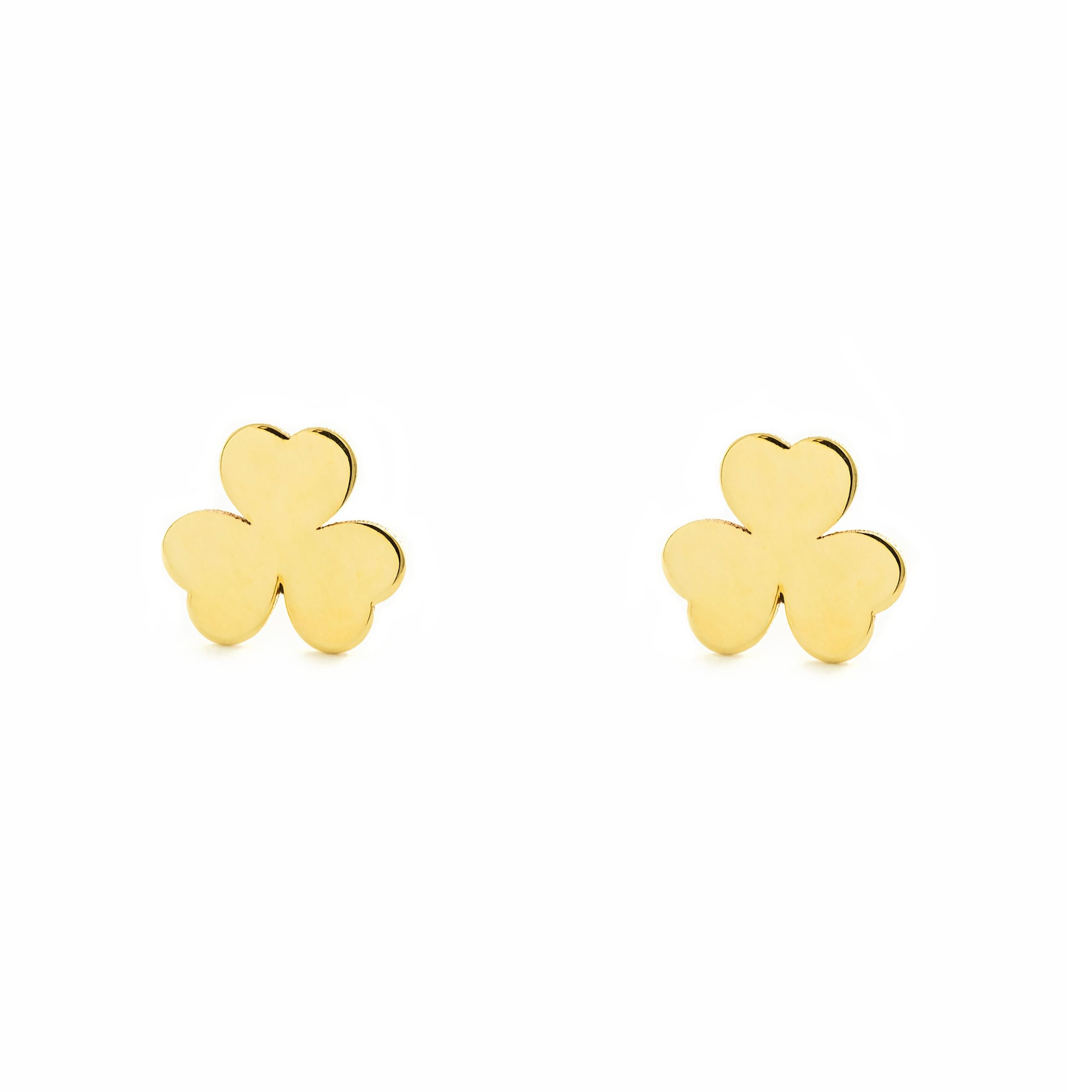 Damen & Kinder Kleeblatt Ohrringe Gelbgold 9K - Garantiezertifikat - Mondepetit - 2671