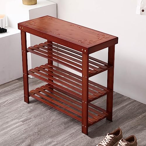 Genérico Banco Zapatero de bambú con Organizador de Zapatos Resistente de 3 Niveles para Entrada y Sala de Estar Diseño Moderno Minimalista (80 cm de Ancho x 29 de Profundidad x 61 cm de Alto)