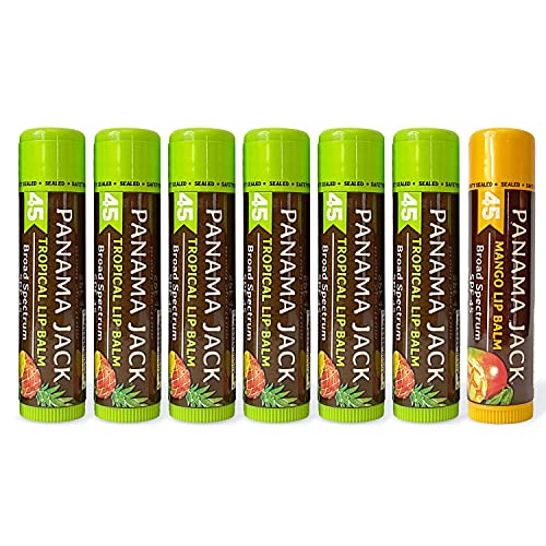 Panama Jack Sunscreen Lip Balm - SPF 45, Tropical & Mango 6 Pack Plus, Broad Spectrum UVA-UVB Sunscreen Protection, Prevents & Soothes Dry, Chapped Lips