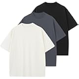 Men's Cotton T-Shirts Oversized Unisex Short Sleeve Crew Neck Loose Basic Tops Solid Athletic Tee