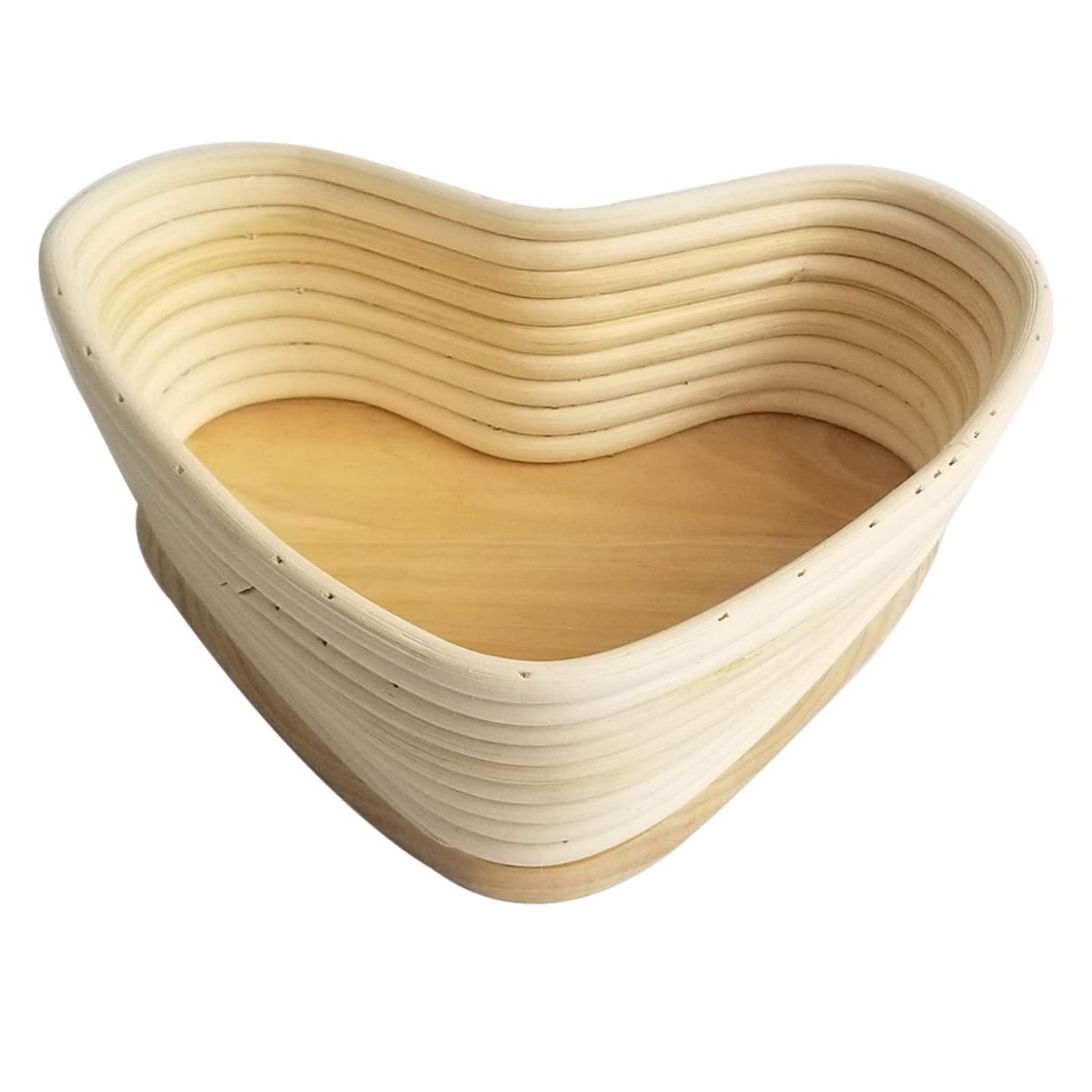 FONDOTIN Unbleached Heart Shape Rattan Proofing Basket Natural Baking Accessory with Cover for Artisan Bread Making for Sourdough and Proofing