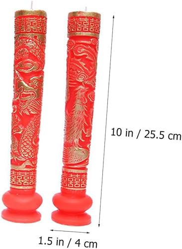 Miniatura 6 de Garneck 1 par de velas de boda de dragón y fénix decoración de mesa de comedor decoración de mesa linterna decorativa burdeos redondo pilar velas de