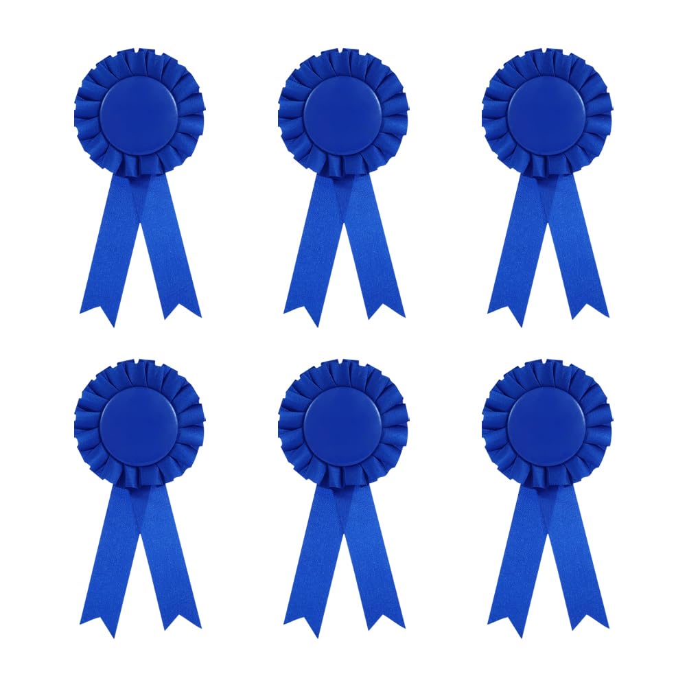 Hugede Blue 6 Pcs Blank Award Ribbons Rosette Ribbon Award Medals Winner Prize Ribbons Make Your Own Place Ribbons Honorable Recognition Ribbons For Diy Classroom Party