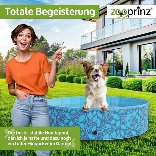 zooprinz Faltbarer Pool 120x30 cm - Für große, kleine Hunde & Kinder in 2 Größen 160/120 x 30 cm – Haustier Hundepool stabil & rutschfest Swimmingpool, Planschbecken Hund Kind – Schwimmbad