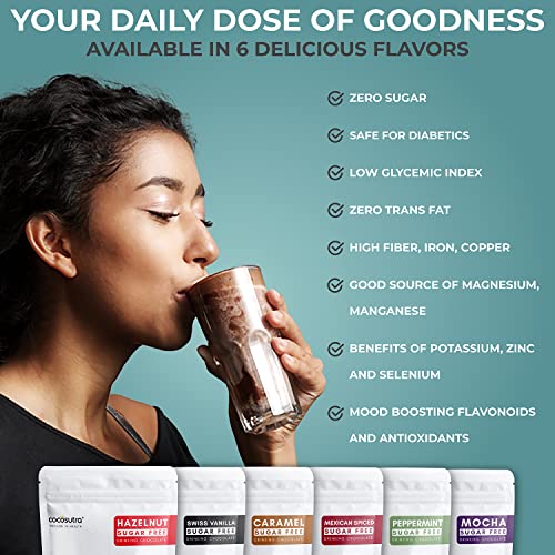 Image of COCOSUTRA SUGAR FREE Peppermint Drinking Chocolate Mix | Zero Sugar, Low Carb, Low Calorie | Stevia & Erythritol based | Keto Friendly Drink | Enjoy hot or cold | 200 g | 10 cups (Pack of 3)