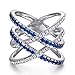 AmDxD Anneaux Femme Bague Argent Sterling, Alliance Mariage Femme Traverser Bleu Blanc Zircone Cubique Rond Bague Taille 54