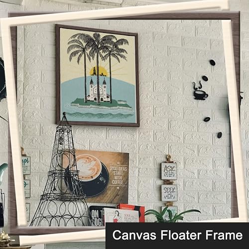 Image of CANFRAVAS 11x14 Solid Wood Canvas Floater Frame, Wood Canvas Floating Frame, Floater Frame for 0.6 inch-0.8 inch Deep Canvas Paintings (11 inchx14 inch, Dark Brown)