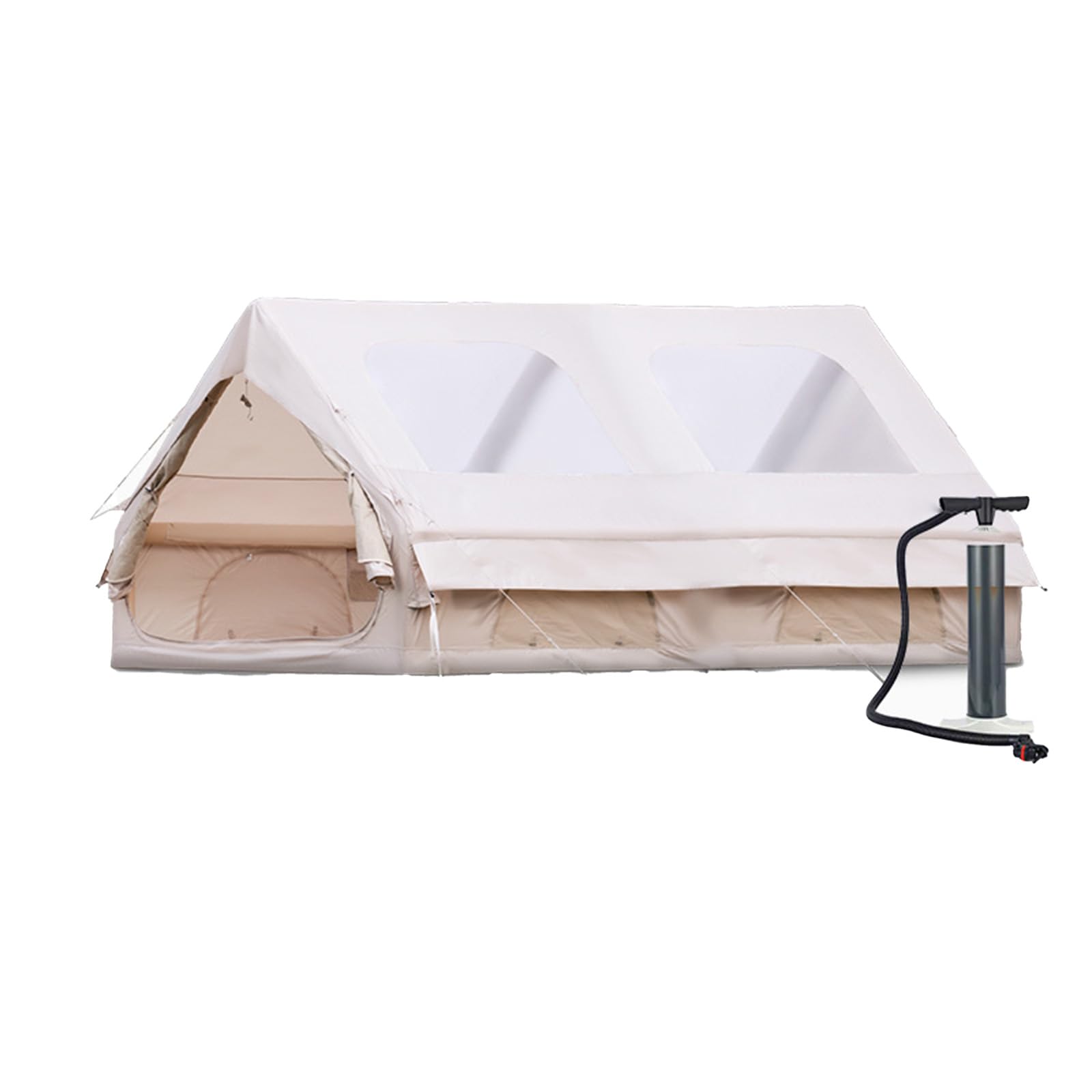 GOTENTIFY Inflatable 6-8 Person Camping Tent, Modern Style, Easy Setup with Hand Pump, Beige, 129.2sqft