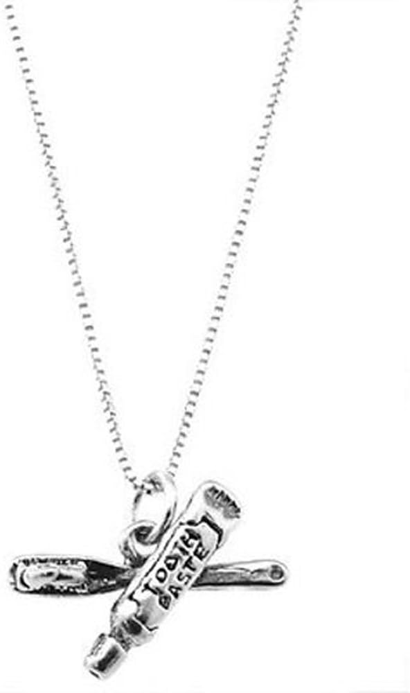 LGU Sterling Silver One Sided Toothbrush and Toothpaste Necklace