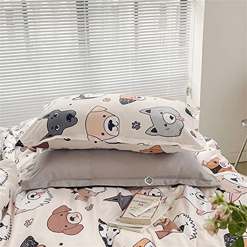 Koudi Hund Tiermotiv Bettwäsche 135x200 Kinder Braun Grau Dackel-Hundemuster Bettbezug Dackel-Hund Kinderbettwäsche Set Wende Motiv Microfaser Jungenbettwäsche mit Kissenbezug 80x80 cm