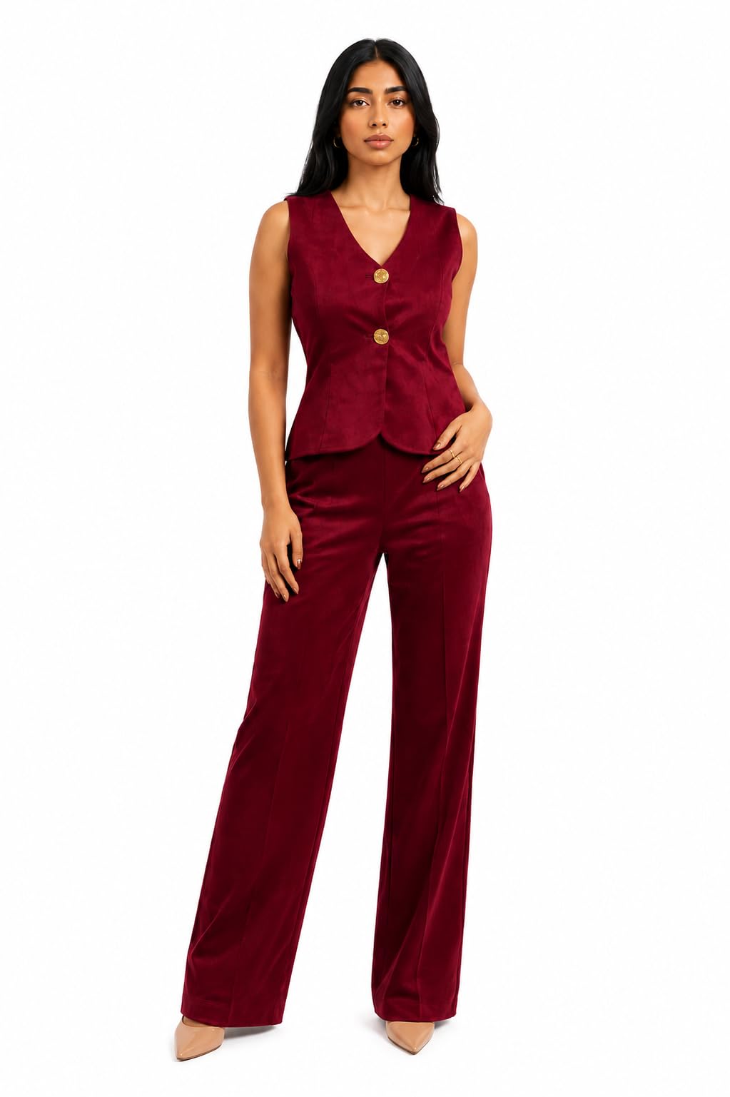 Winery Ascend Sleeveless Blazer | Soft Suede Formal and Workwear Layer | Structured Women’s Style-image-33