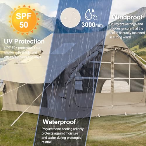 Image of Inflatable Camping Tent,2 /4 /6 /8 Person Glamping Inflatable Tents with Awning, Quick Setup Blow Up Tents with Pump, Waterproof Oxford Inflatable House for Camping, Air Glamping Hot Tents for Adult