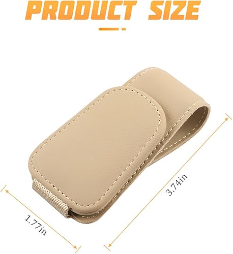 Miniatura 8 de Soportes para lentes de sol para visera solar de automóvil, soporte de cuero para colgar gafas, soporte magnético para lentes y clip para tarjeta de