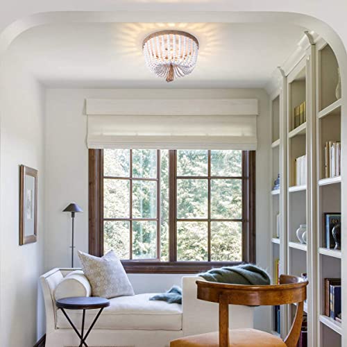 Item Bohemia Wood Beaded Flush Mount Ceiling Light And Item Wall Wood Beaded Wall Sconces Bundle #TOP3