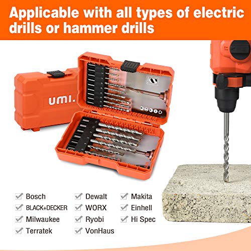 Amazon-Brand--Umi-15-Piece-Masonry-Drill-Set-3456810mm-YG8C-Carbide-Drills-for-Masonry-Brick-Cement-Impact-Drill-Accessories-with-Storage-Case