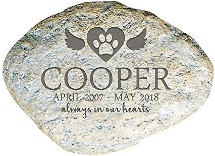 GiftsForYouNow Always in Our Hearts Personalized Pet Memorial Stone, Dog Headstone with Engraved Name and Memorial Dates, Measures 11.5″ x 8.25″, Dog Bereavement Gifts