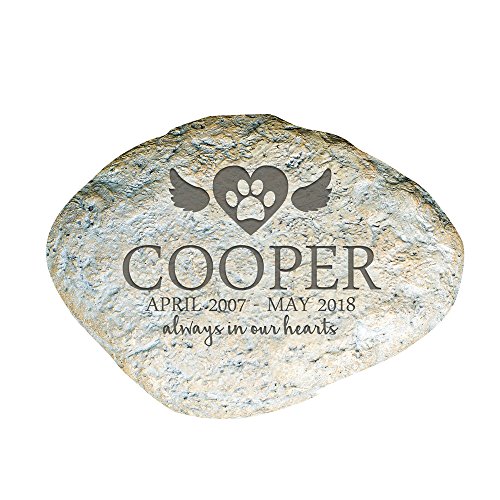 GiftsForYouNow Always in Our Hearts Personalized Pet Memorial Stone, Dog Headstone with Engraved Name and Memorial Dates, Measures 11.5
