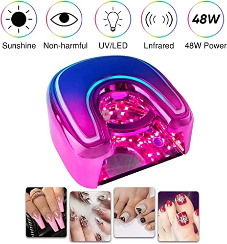 Qinersaw Led，Dual Light Source Nail Lamp 48W Professional Nail Dryer For Gel Nail Polish Curing Lamp With 4 Timer Setting, Automatic Sensor #TOP6