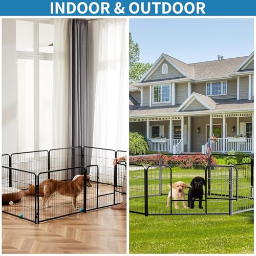 Image of NEWBULIG Dog Playpen Indoor 8 Panels 40 Inch, Metal Outdoor Dog Fence Pen | Heavy Duty Metal Exercise Pen, Foldable Portable, RV Camping, Yard Garden, Small Medium Large Dogs Pet Pen