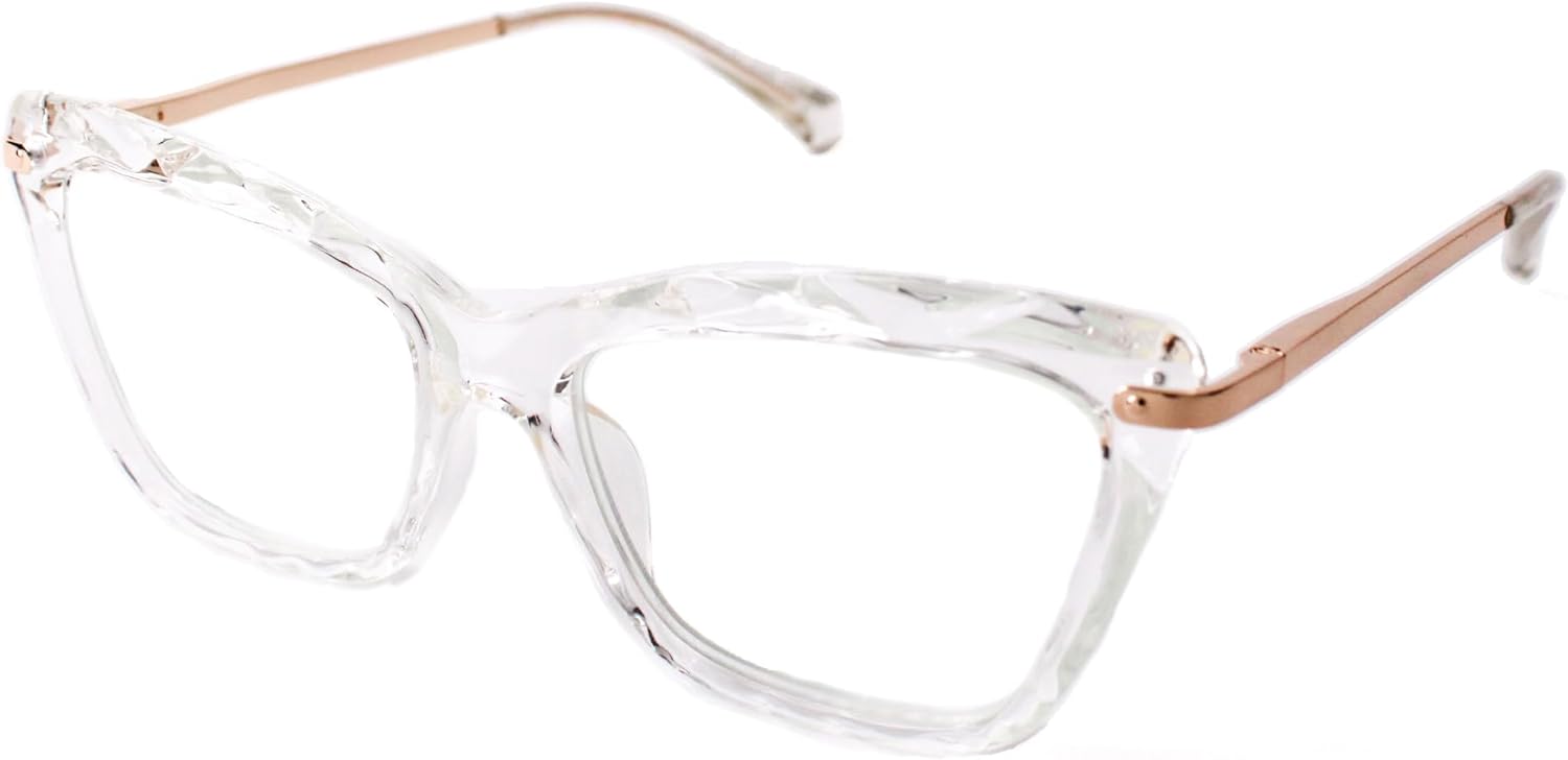 Focus Series Reading Glasses for Women - Full Rim, Polycarbonate & Metal, Includes Case, Cleaning Cloth Clear 1.0 x