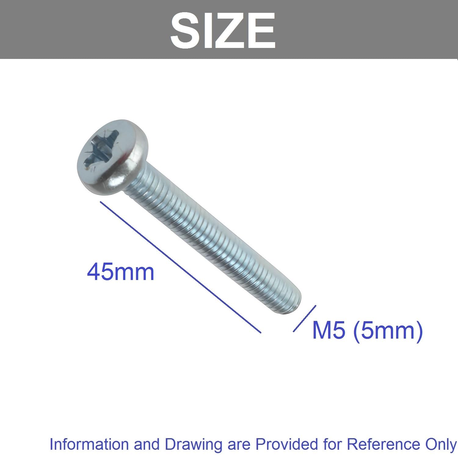 TERF M5 x 45mm Pozidriv Pan Head Machine Screws, Stainless Steel A2 (304), Pack of 10, M5 (5mm) X 45mm (10 Pcs) - Image 3
