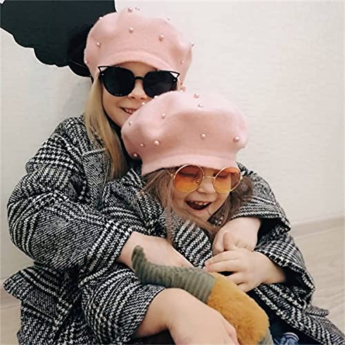 Fomoyuu Kids Girl French Wool Pearl Berets Princess Warm Fashion Toddler Girls Cap Hats 2-6Y (White, 2-6 Years) #TOP4