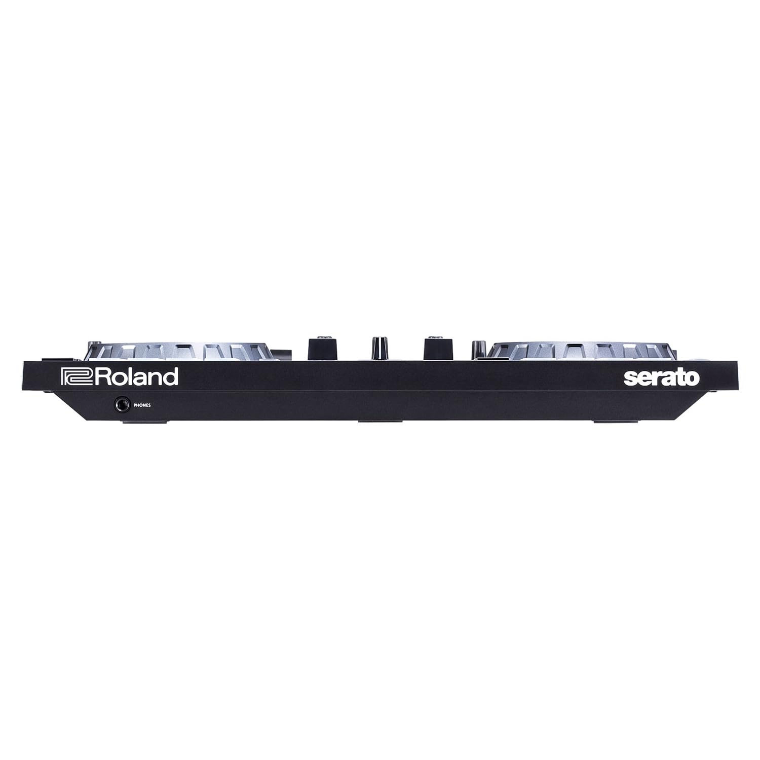 Roland DJ-202 2-Kanal 4-Deck USB-DJ-Controller mit keepdrum Laptopständer Silber