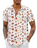 Imprimé de Noël amusant : cette chemise de Noël à manches courtes est de couleur vive, ajustée et dotée de boutons. La chemise est imprimée avec des motifs de Noël mignons et amusants pour renforcer l'atmosphère de Noël