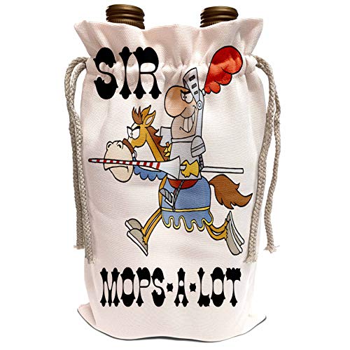 3dRose Dooni Designs - Funny Sir Knight Designs - Funny Knight Sir Mops A Lot - Wine Bag (wbg_203533_1)