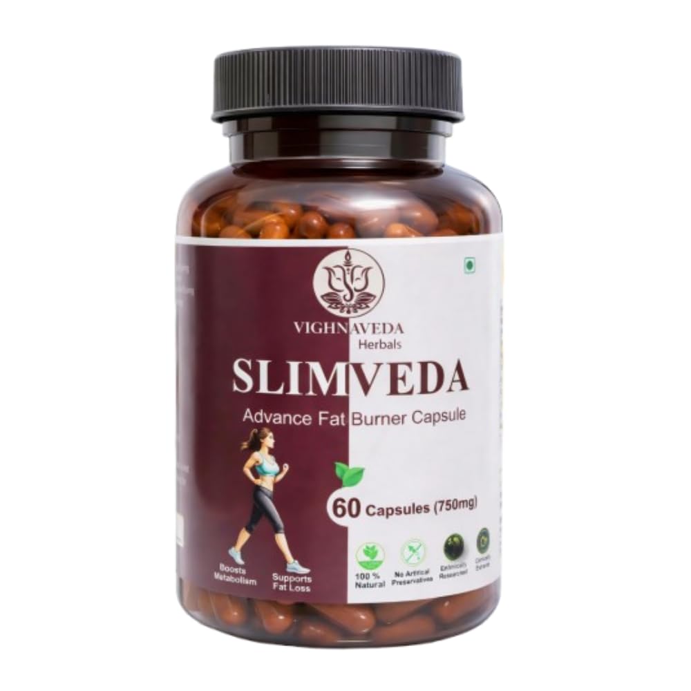 VIGHNAVEDA Slimveda Advance Fat Burner Capsules | Ayurvedic Herbal Weight Loss Support with Triphala, Ginger, Garlic & Jeera | Fat Metabolism & Appetite Control | 60 Veg Capsules 750mg-image-35