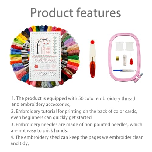 Image of GaoSiMoZ 50 Colors DIY Stitch Book,16 Page Embroidery Stitch Book,Portable Hand Embroidery Books