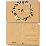 60-Pack Thank You Postcards - Kraft Paper - All Occasion Post Cards with Mailing Side- Flower Wreath Design - 4 x 6 Inches