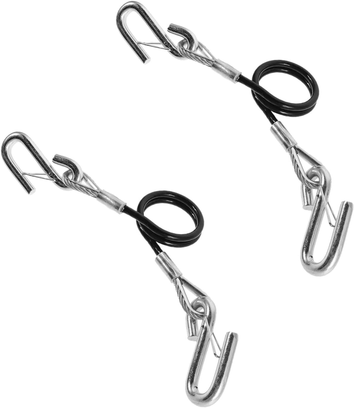 Unomor Black Trailer Safety Cables 2pcs with Snap Hooks, 3500 Lb