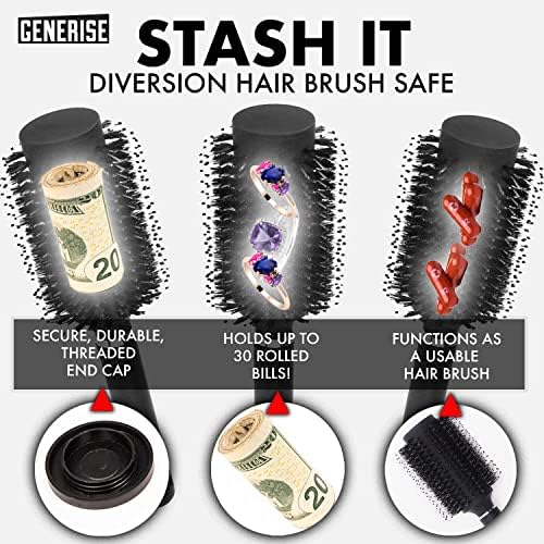 Secret Stash GENERISE Diversion Hairbrush with Hidden Storage Secret Compartment Safe for Diversion and Hiding Private Items at Home, Festivals, Car, Travel etc
