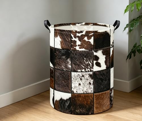 Image of Baby Laundry Basket Kids Hamper Toy Storage Bin for Boys Room Decor Baby Nursery Hamper Gift Baskets for Bedroom Bathroom(Cows Print)